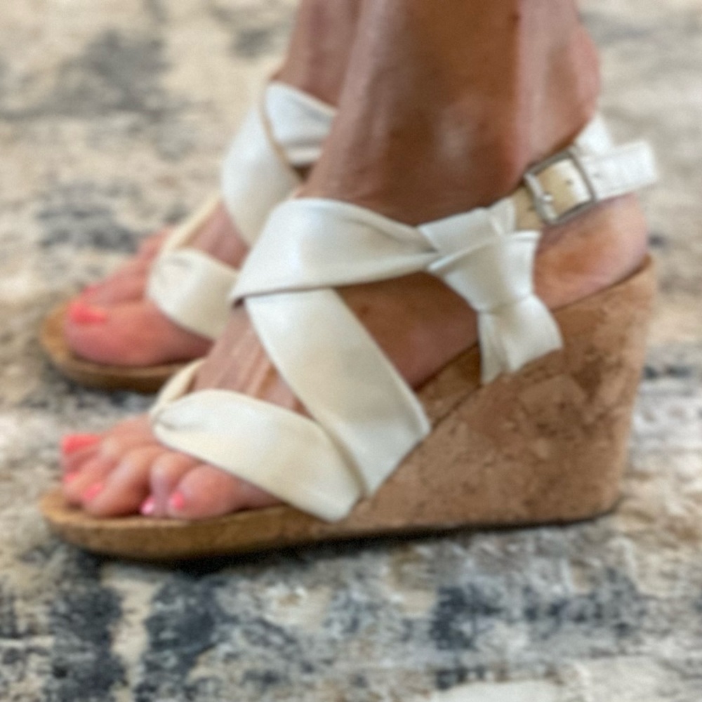 Gianni Bini cream wedge sandals. Size 6.5